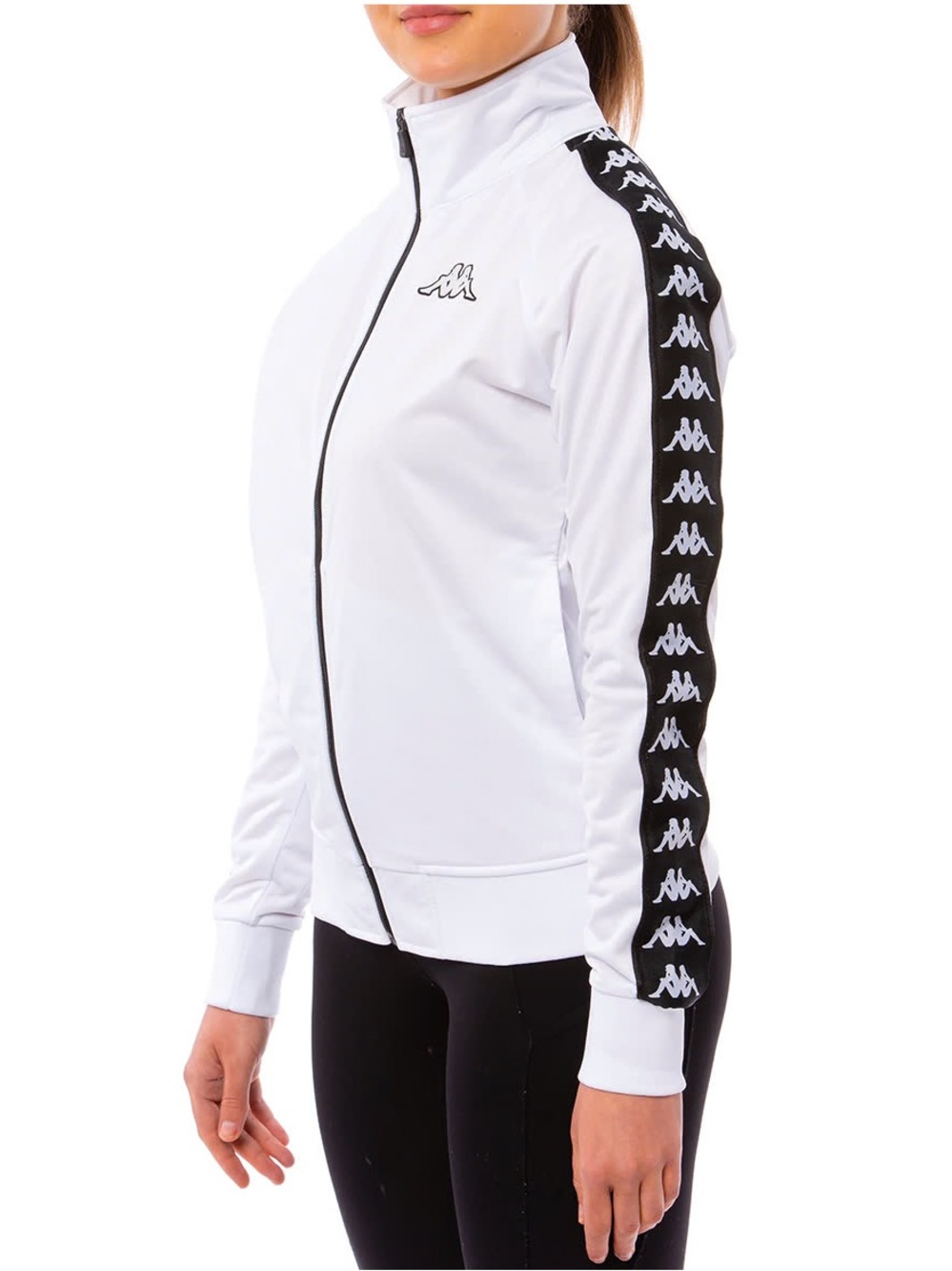 Kappa Logo Zipper Sweatshirt White & Black Size XS
